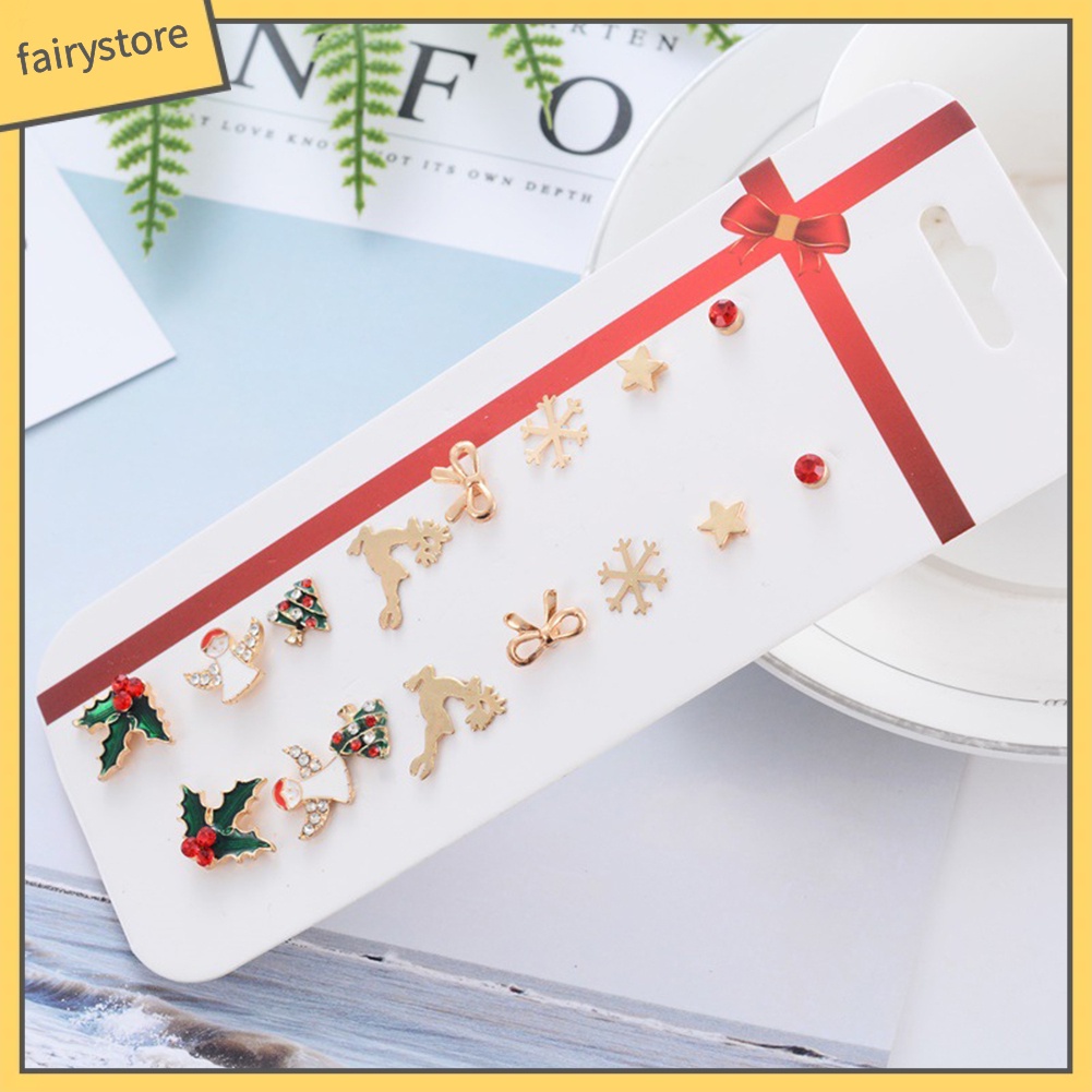 [FRO] Set 8 Đôi Bông Tai Hình Cây Thông Giáng Sinh / Hoa Tuyết / Bánh G