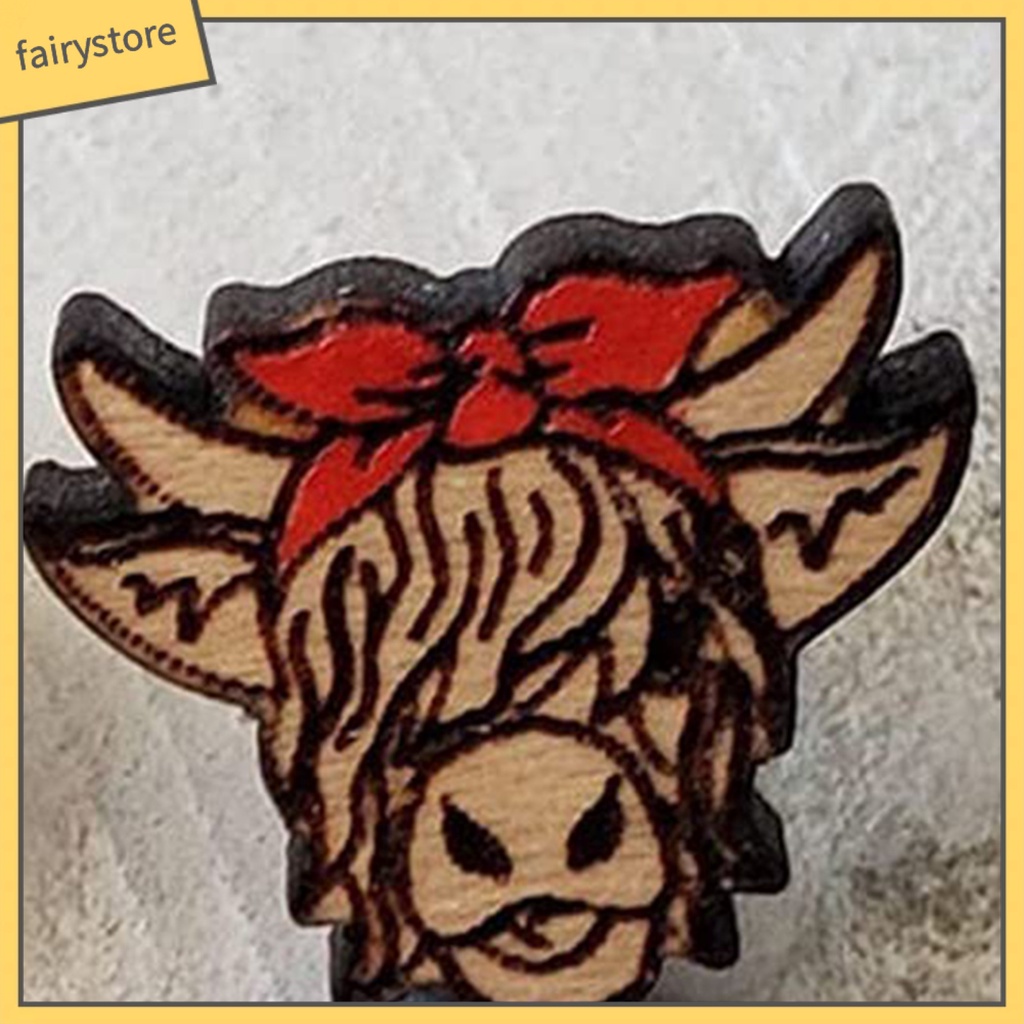 [FRO] 1 Đôi Bông Tai Đinh Tán Bằng Gỗ Bề Mặt Mịn Trang Trí Vật Nuôi Thủ Công Vintage Tinh Tế Chống Phai Màu