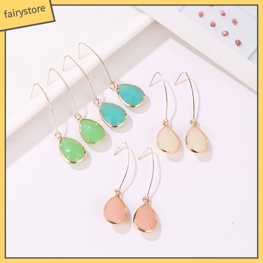 1 Đôi Bông Tai Giọt Nước Đính Đá Thời Trang Dành Cho Nữ