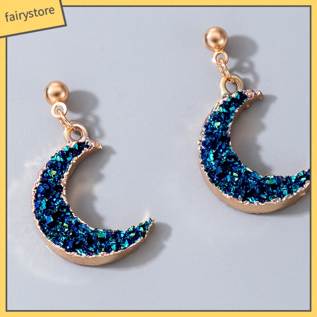 Khuyên Tai Hình Mặt Trăng Nhỏ Đính Đá Tự Nhiên Đơn Giản Cho Nữ