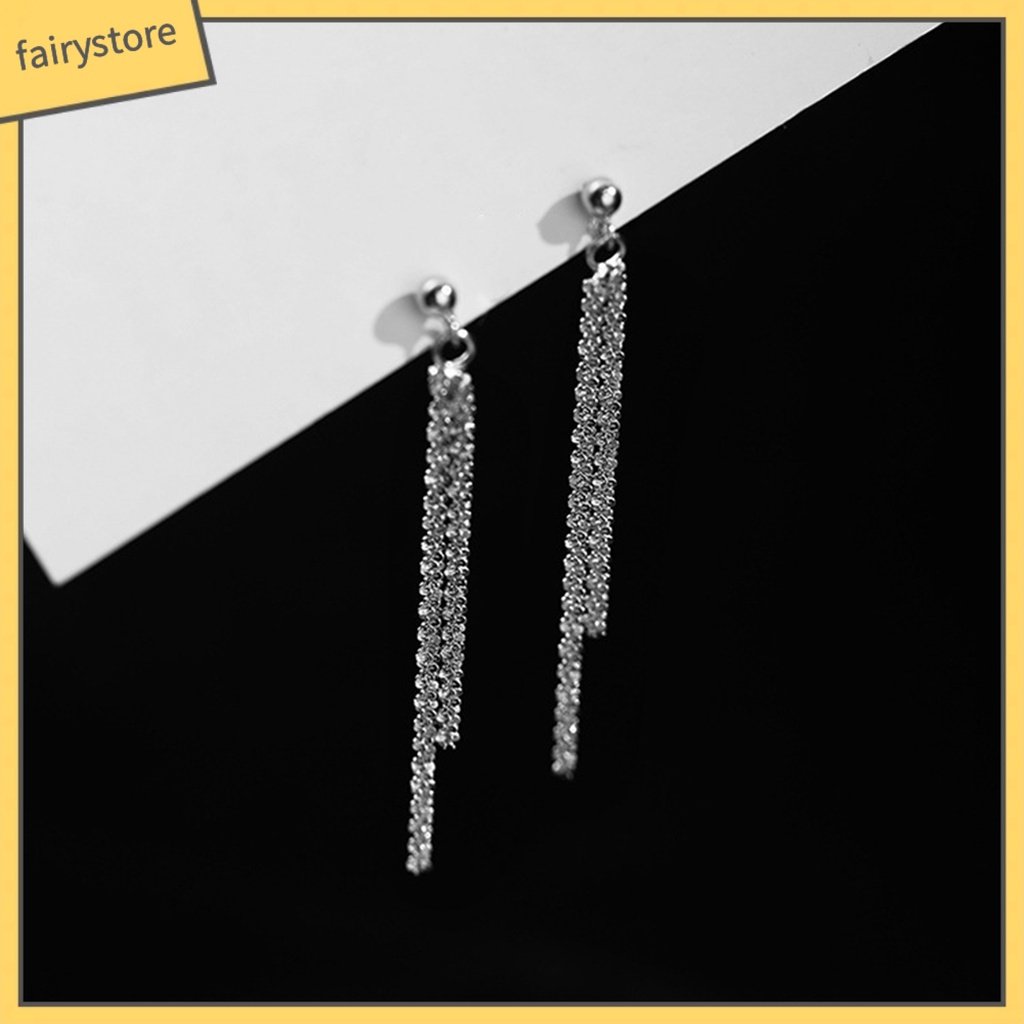 1 Đôi Bông Tai Tua Rua Hình Giọt Nước Đính Đá Thời Trang Dành Cho Nữ