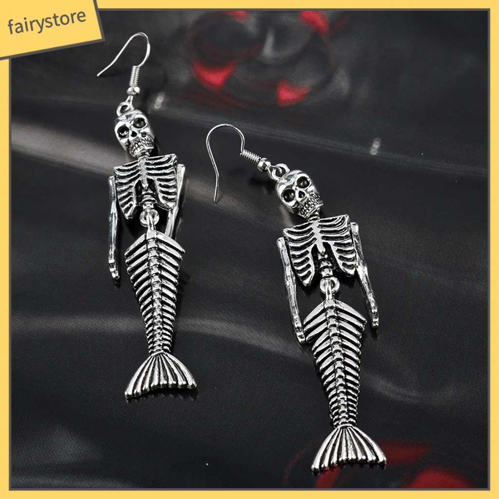 1 Đôi Bông Tai Hình Đầu Lâu Bằng Hợp Kim Phong Cách Halloween Dành Cho Nữ