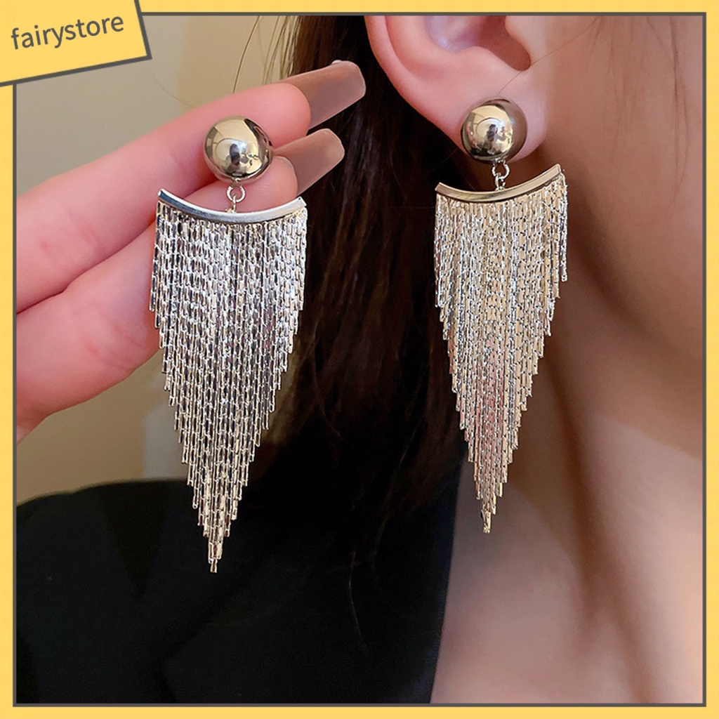 1 Đôi Bông Tai Tua Rua Dáng Dài Sang Trọng Thời Trang