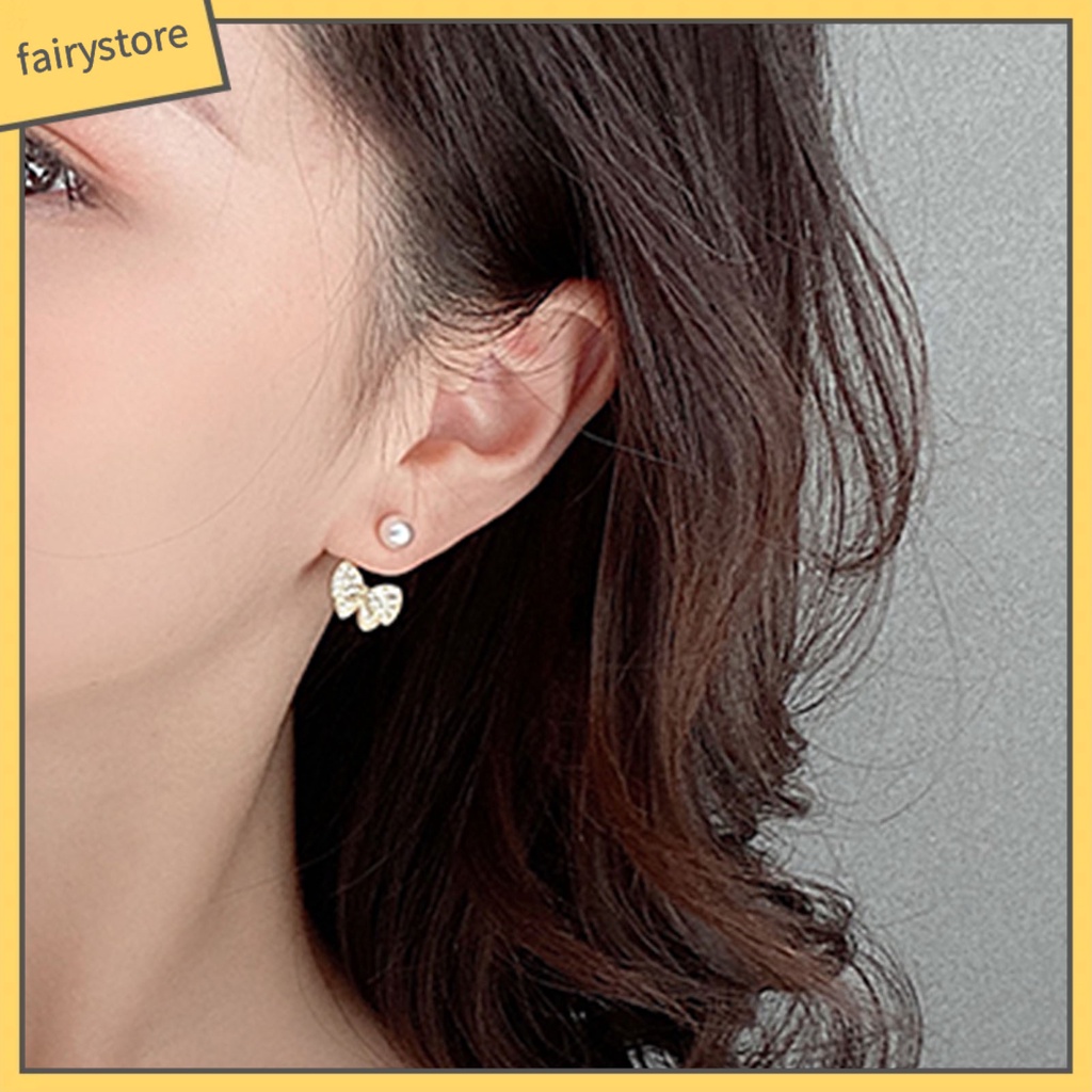 1 Đôi Bông Tai Đính Đá Bằng Hợp Kim Thoải Mái Dành Cho Nữ