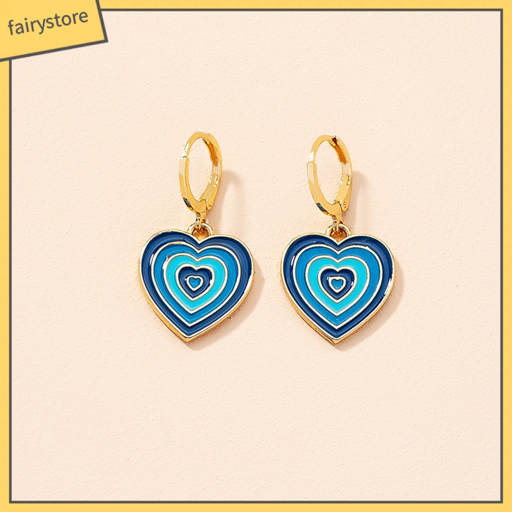 [FRO] 1 Cặp Bông Tai Đinh Tán Nhiều Lớp Hình Trái Tim Tinh Tế Phù Hợp Với Mọi Loại Trang Sức