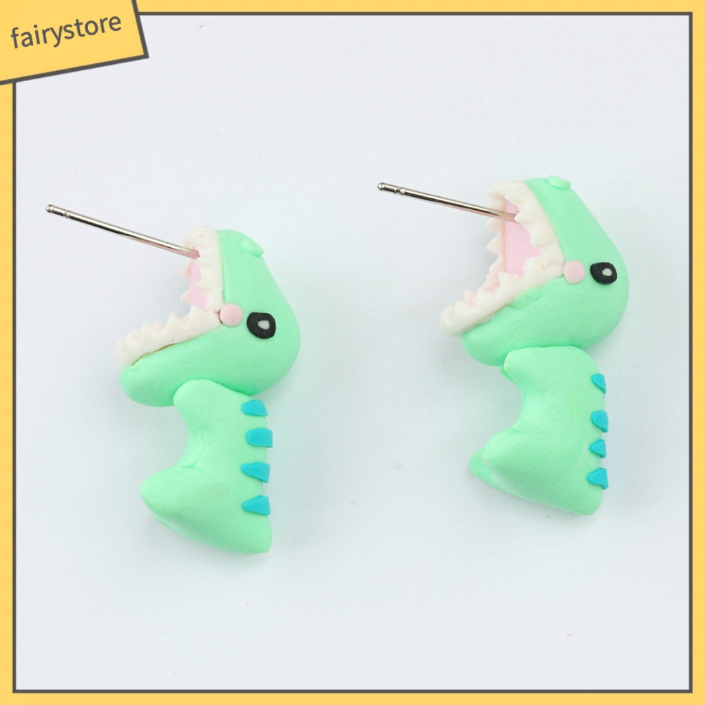 Bông Tai Hình Khủng Long Hoạt Hình 3D Bằng Đất Sét Polymer Dành Cho Nữ