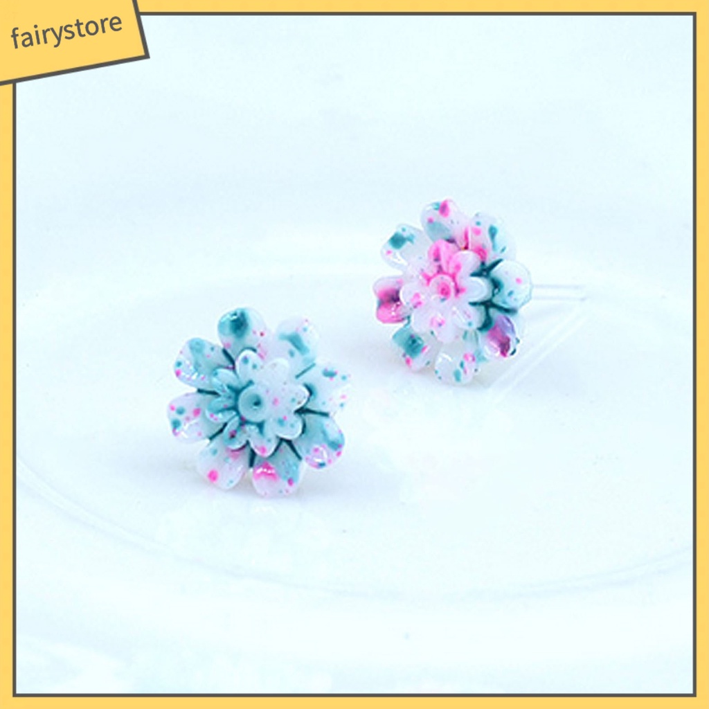 Set 6 Đôi Bông Tai Mini Bằng Resin Nhiều Màu Dễ Thương