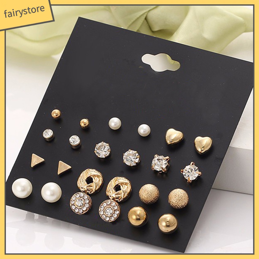 Set 12 Đôi Bông Tai Nhiều Kiểu Dáng Thời Trang Cho Nữ