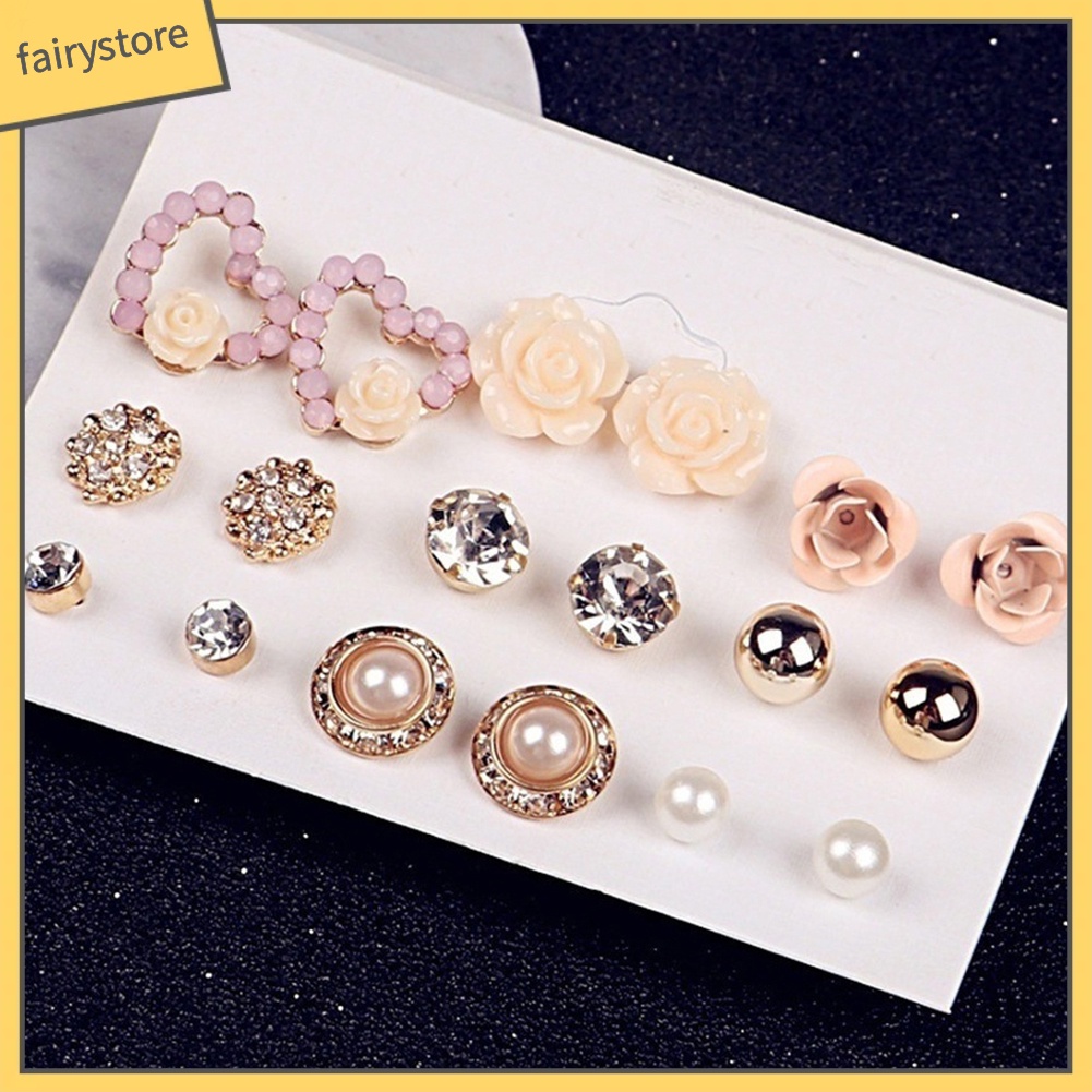 Set 9 Cặp Hoa Tai Thời Trang Độc Đáo Cho Nữ