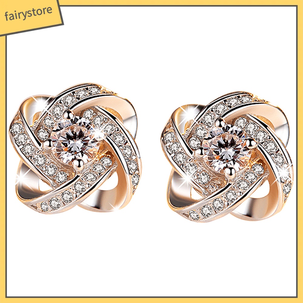 Bông Tai Mạ Bạc Đính Đá Zircon Thời Trang Cho Nữ