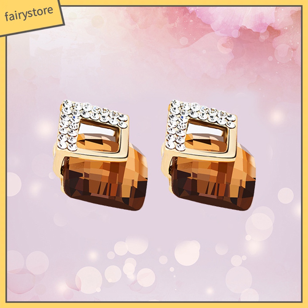 Đôi Khuyên Tai Vuông Đính Đá Thời Trang Cho Nữ