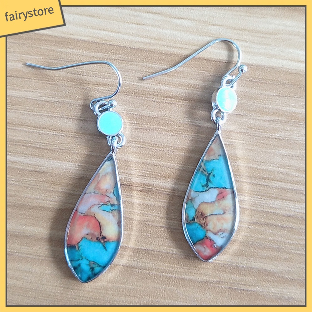 Bông Tai Hình Giọt Nước Nhiều Màu Sắc Phong Cách Vintage Dành Cho Nữ