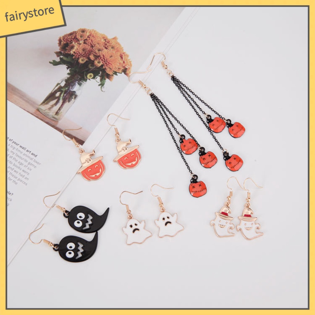 1 Đôi Bông Tai Hình Ma Bí Ngô Phong Cách Halloween Vui Nhộn Dành Cho Nữ