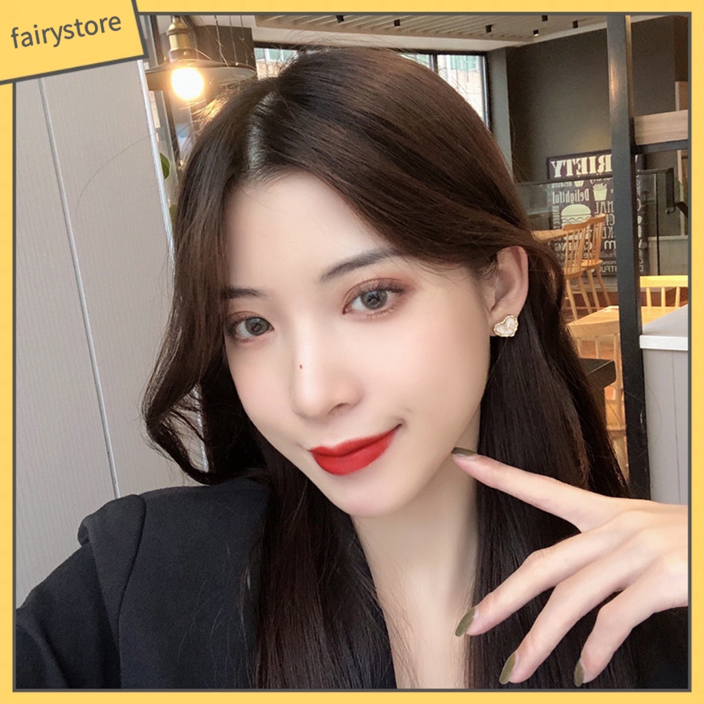 1 Đôi Bông Tai Hình Trái Tim Mạ Điện Phong Cách Hàn Quốc Dành Cho Nữ