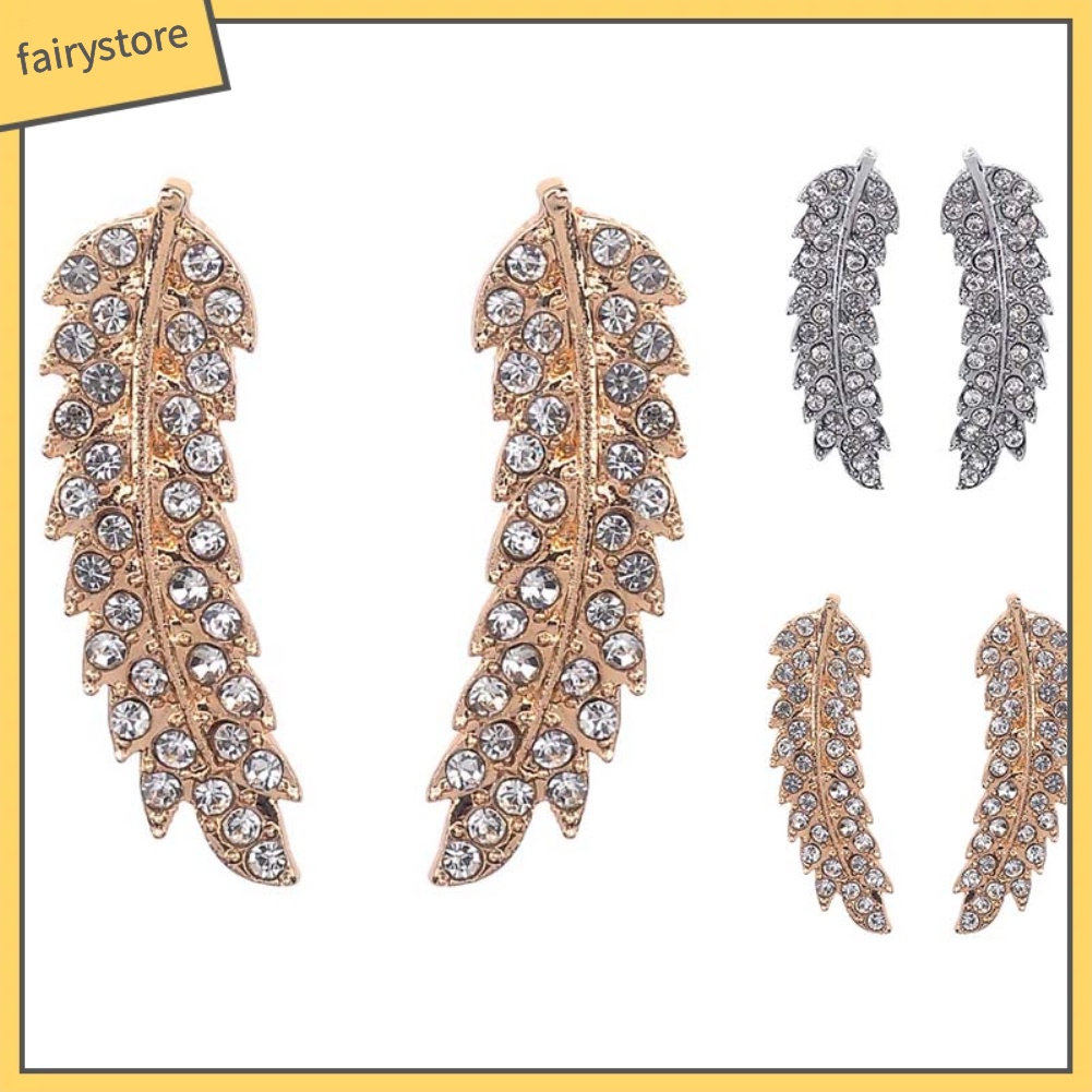 Bông Tai Hình Chiếc Lá Đính Đá Toàn Diện Dành Cho Nữ