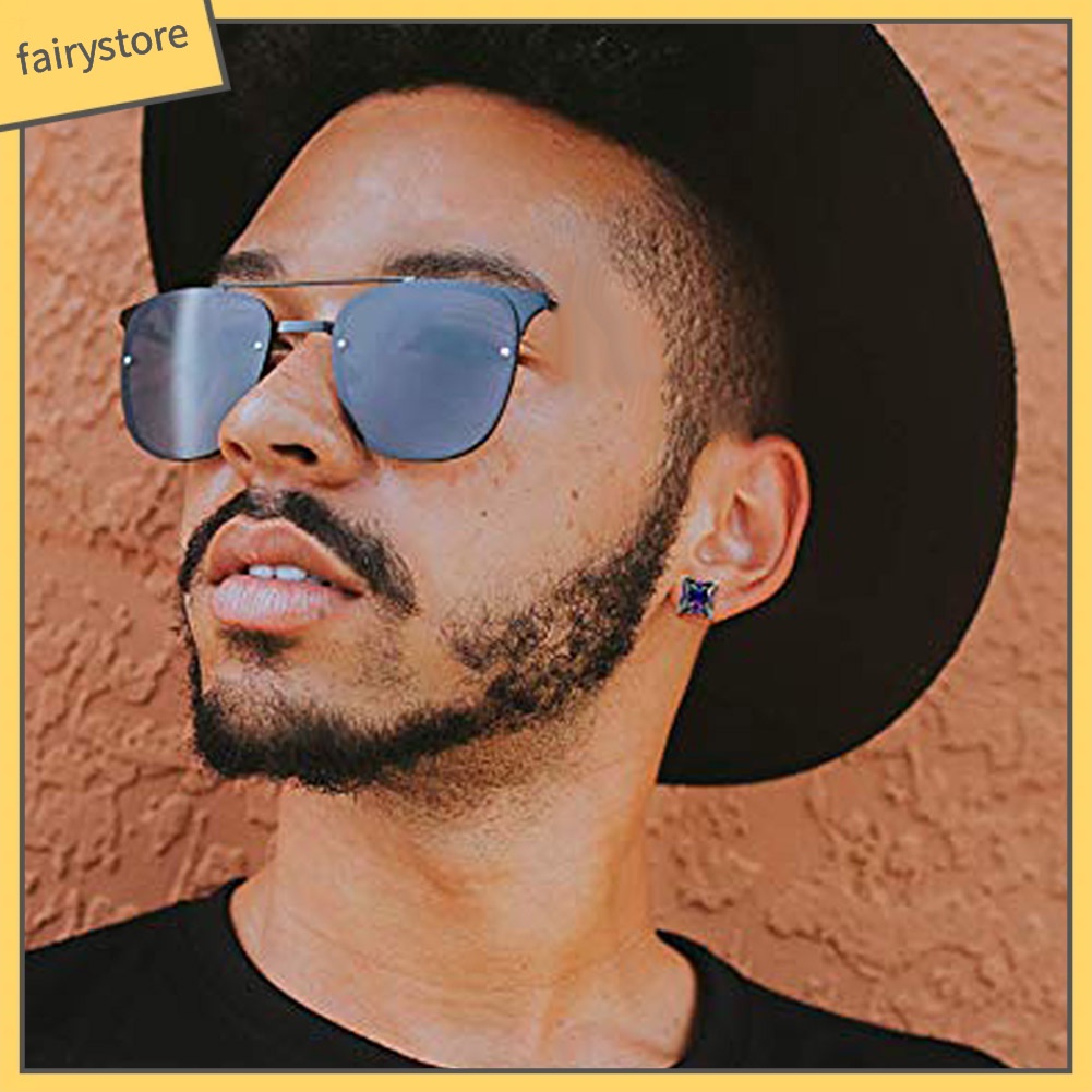 Bông Tai Xỏ Lỗ Đính Đá Zircon Nhiều Màu Phong Cách Cổ Điển Cho Nam Và Nữ