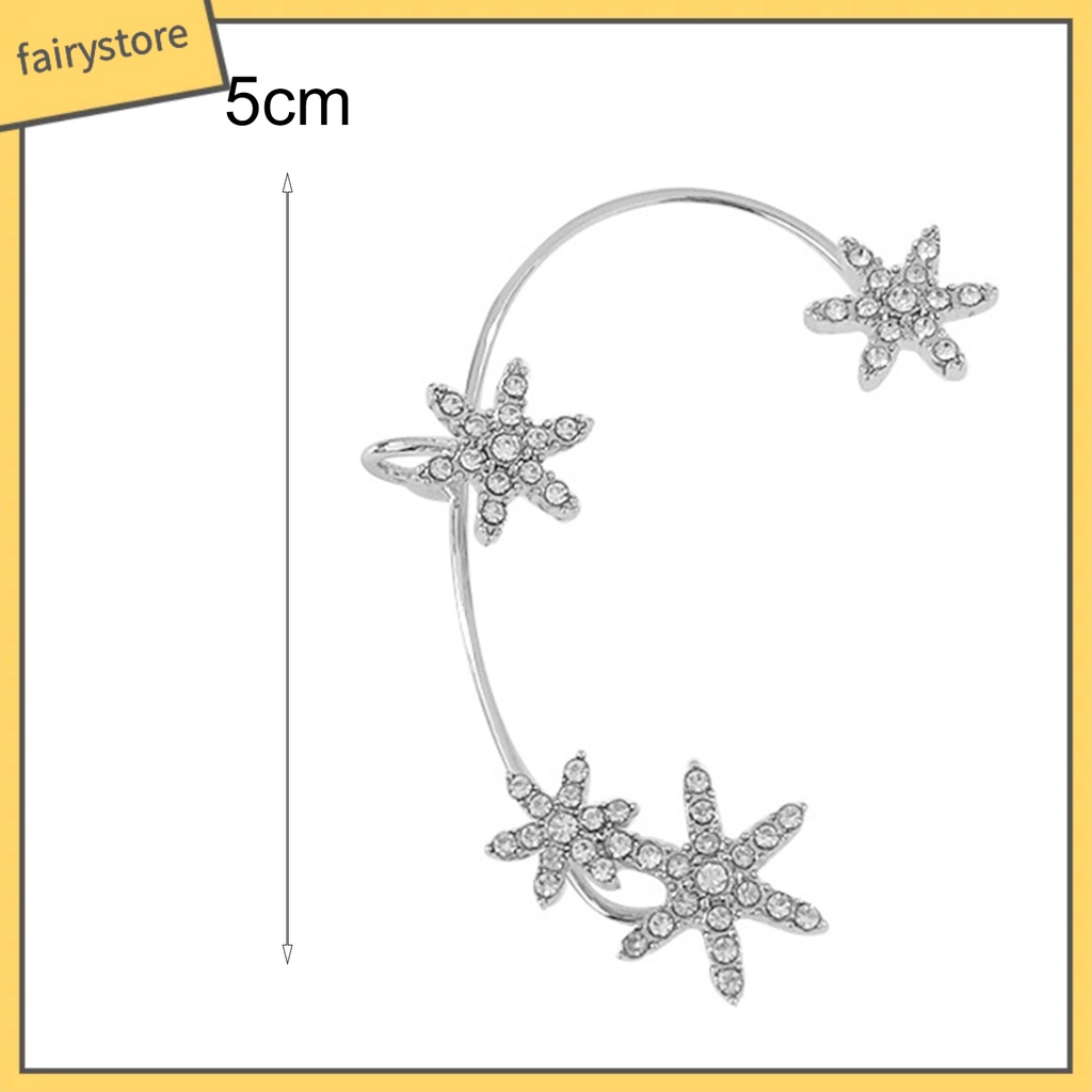 1 Khuyên Tai Hợp Kim Hình Bông Tuyết Đính Đá Chống Gỉ