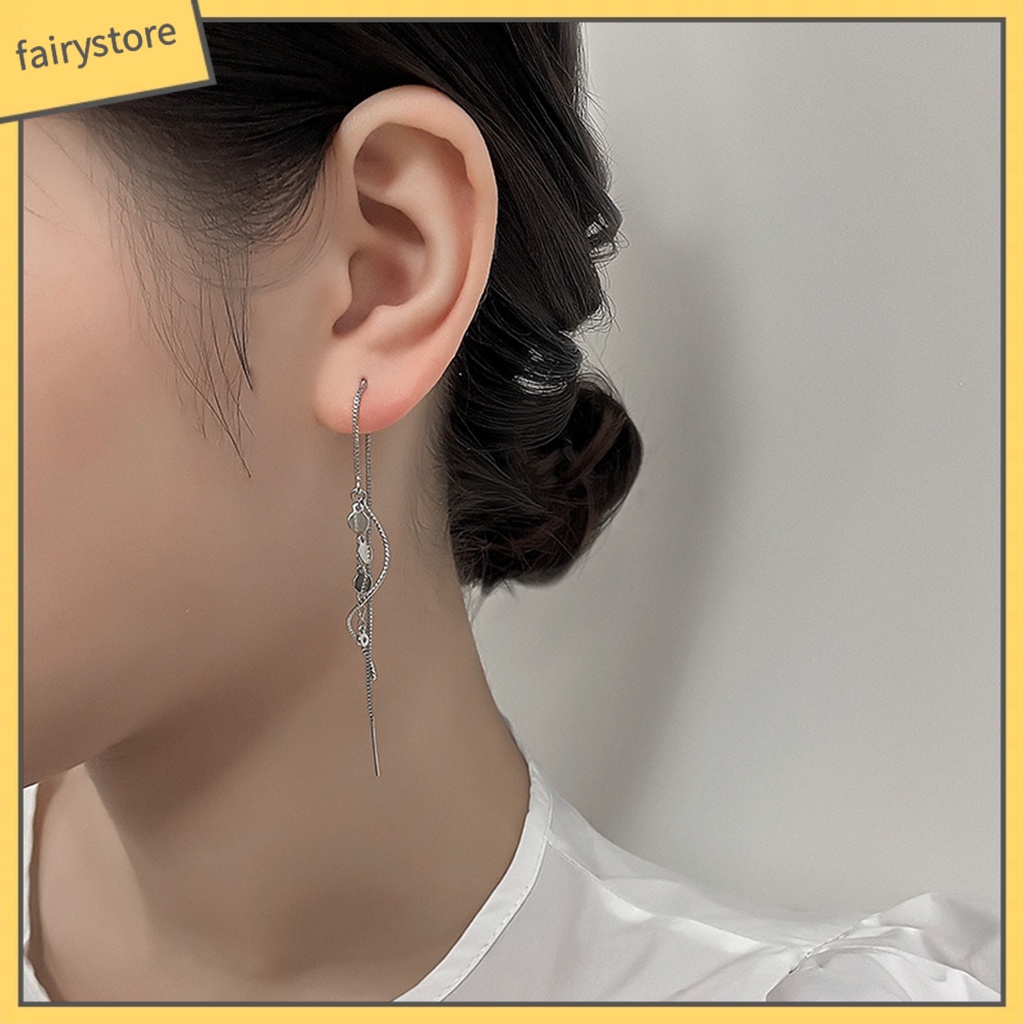 1 Đôi Bông Tai Tua Rua Dài Mỏng Họa Tiết Hình Học Thời Trang