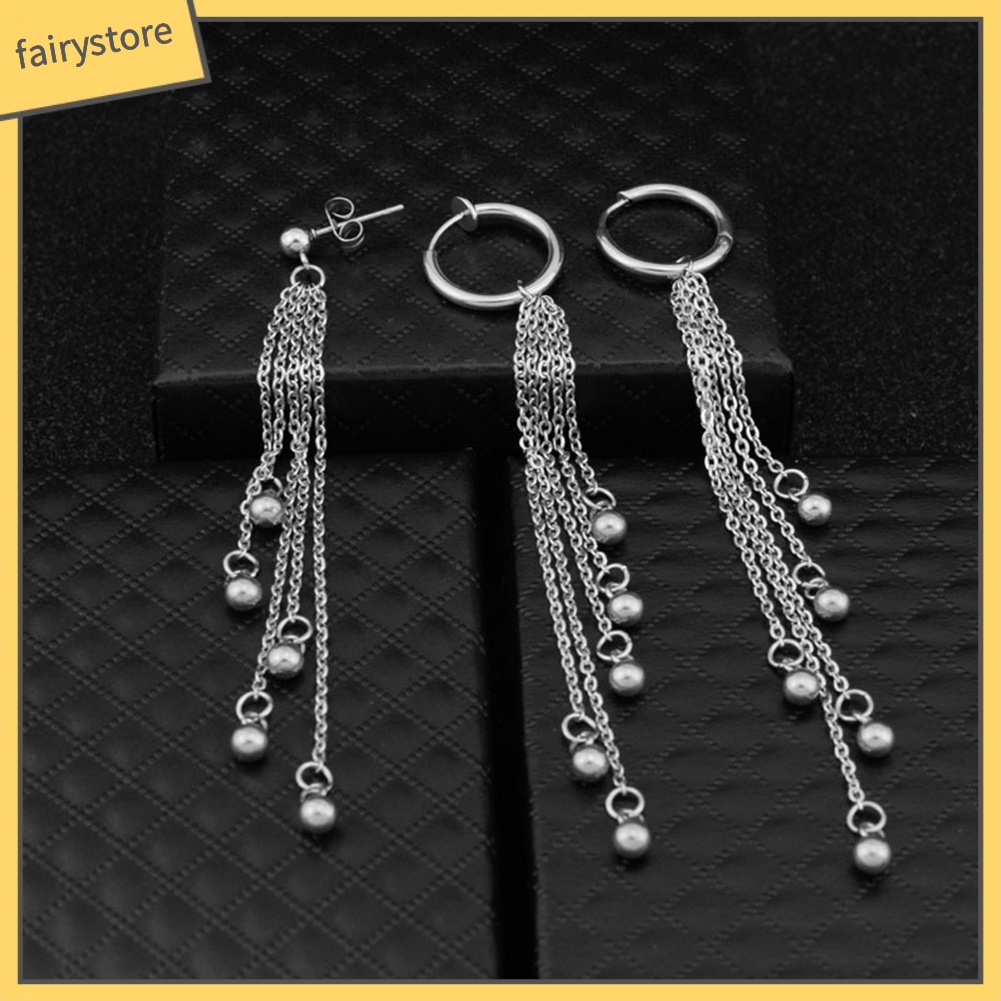 Bông Tai Dạng Kẹp Đính Hạt Bằng Thép Không Gỉ 1 Cái Cho Nam &amp; Nữ