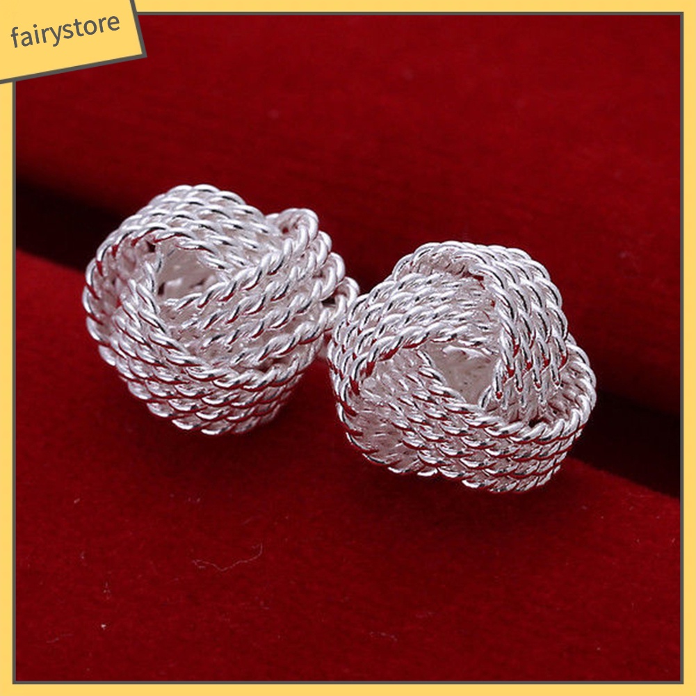 Bông Tai Mạ Bạc Hình Thắt Nút Xoắn Thời Trang Dành Cho Nữ