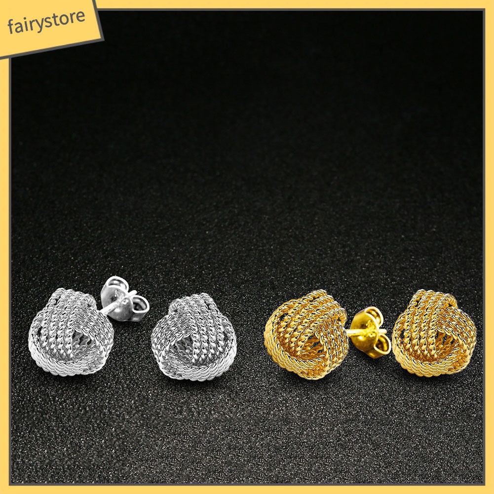 Khuyên Tai Quả Bóng Tròn Thắt Nút Thời Trang Cho Nữ