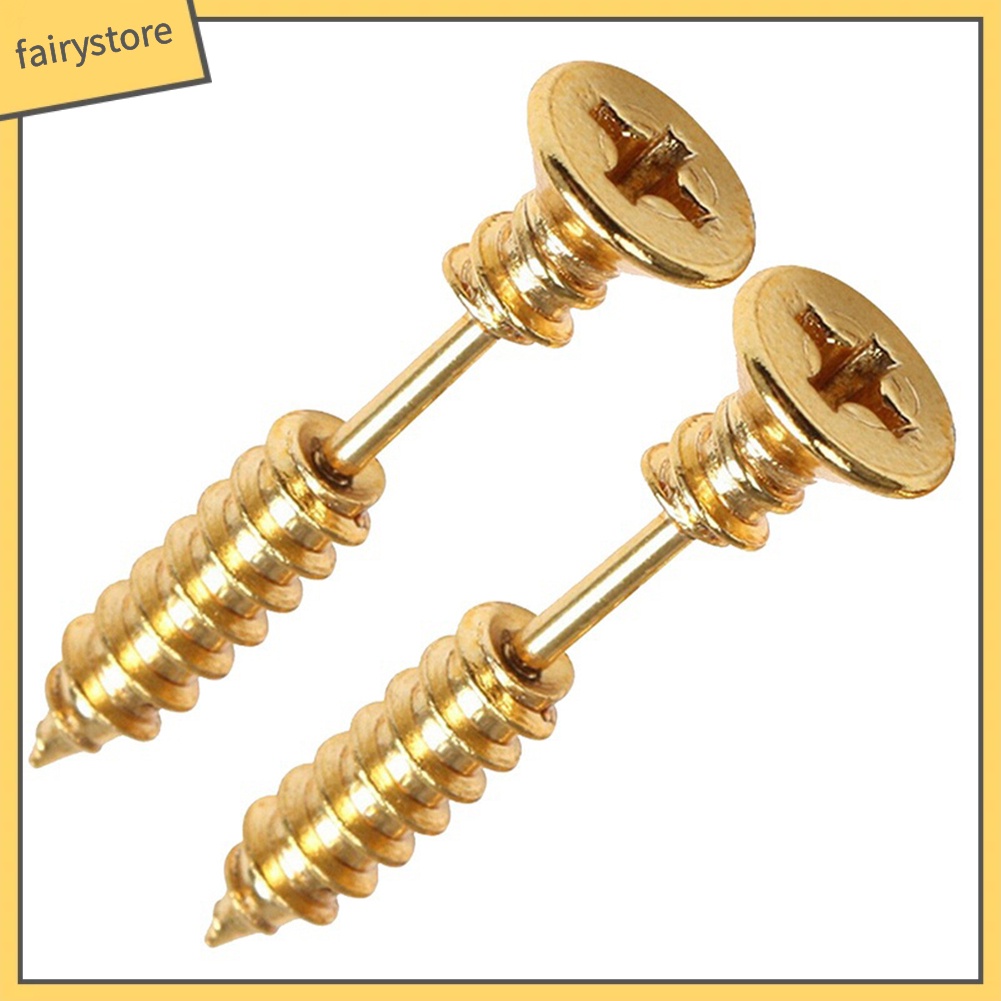 1 Đôi Bông Tai Hình Ốc Vít Bằng Thép Không Gỉ Phong Cách Gothic Thời Trang Unisex