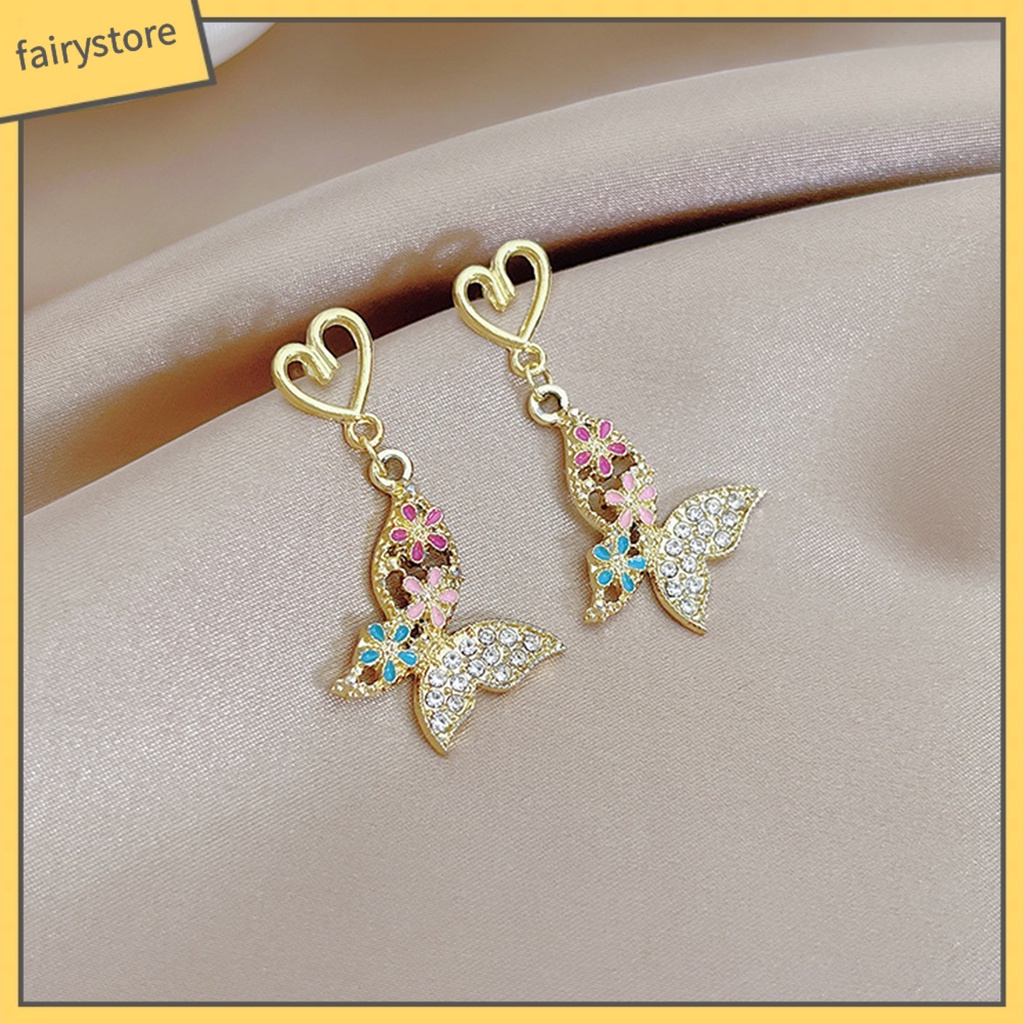 [FRO] 1 Đôi Bông Tai Đinh Tán Thiết Kế Hình Học Dát Đá Lấp Lánh Phong Cách Hoàng Gia Pháp Retro