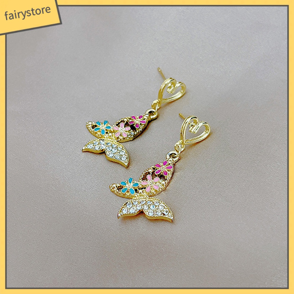 [FRO] 1 Đôi Bông Tai Đinh Tán Thiết Kế Hình Học Dát Đá Lấp Lánh Phong Cách Hoàng Gia Pháp Retro