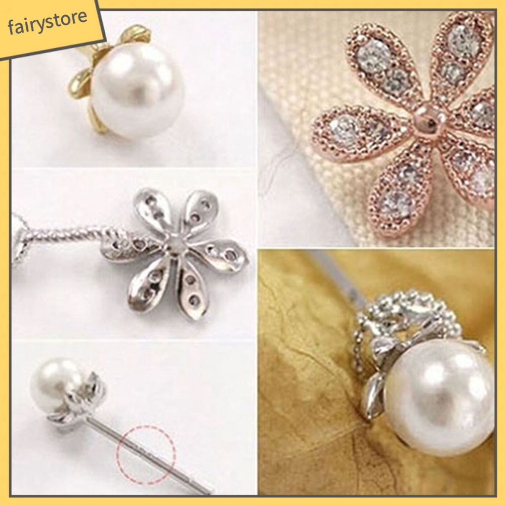 Bông Tai Hợp Kim Hình Hoa Đính Ngọc Trai Giả Lấp Lánh Chống Gỉ Sét Cho Nữ