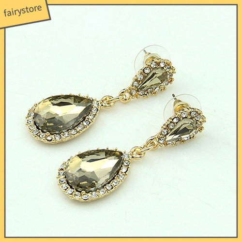 Bông Tai Hình Giọt Nước Đính Đá Sang Trọng Cho Cô Dâu