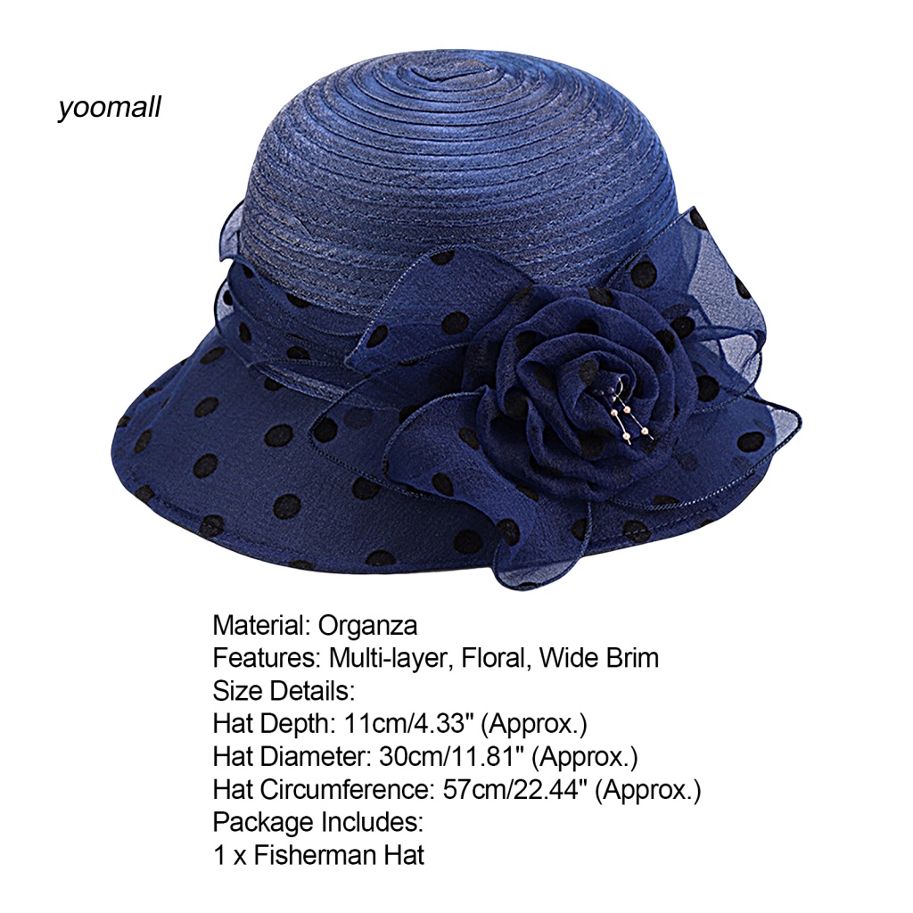 Mũ Tai Bèo Thoáng Khí Chống Tia UV Họa Tiết Chấm Bi / Hoa Xinh Xắn Cho Nữ