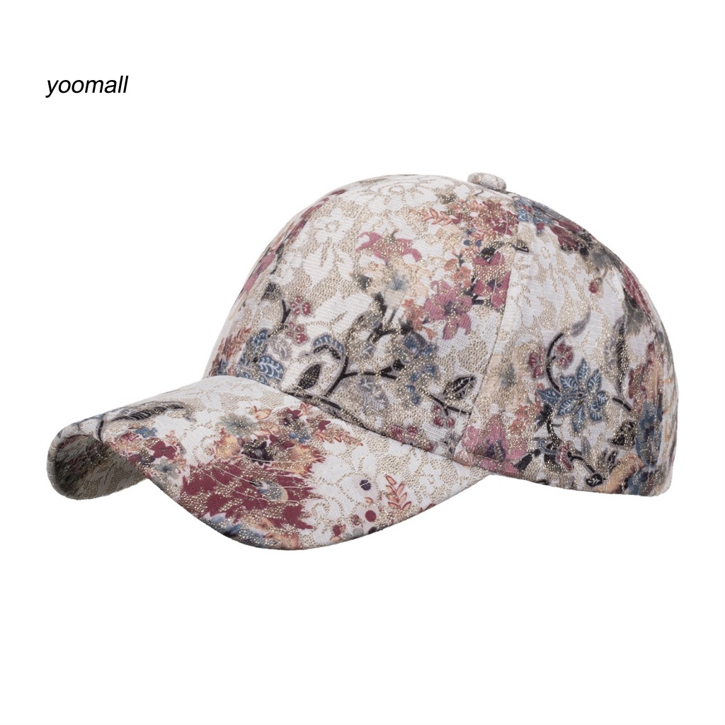 Mũ Lưỡi Trai Có Thể Điều Chỉnh Chống Gió / Tia UV Vành Rộng In Họa Tiết Hoa Thời Trang Đường Phố Cho Nữ