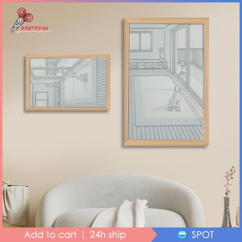 [Prettyia1] Tranh Vẽ Trang Trí Khung Gỗ Có Đèn Và Bóng
