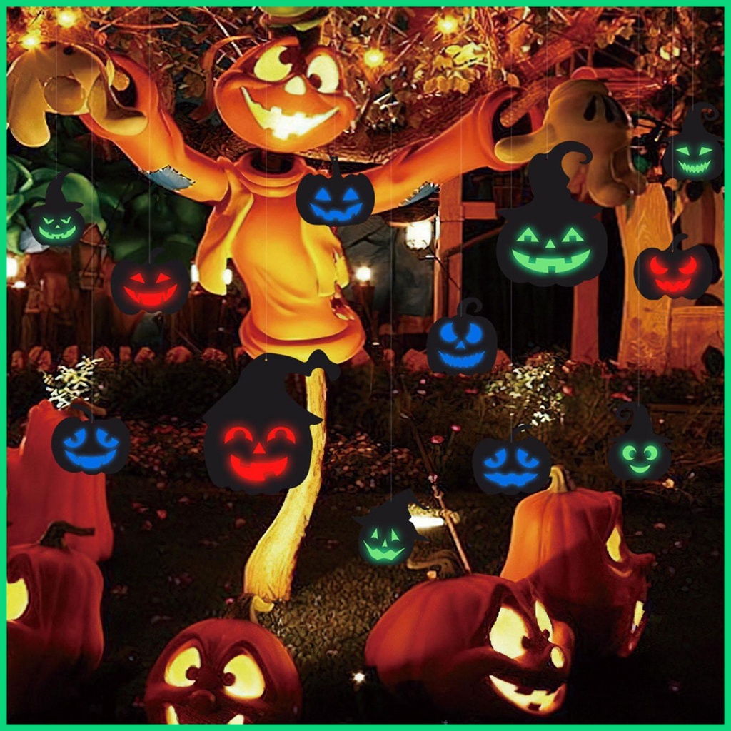 Bộ Sticker Dán Trang Trí Halloween Hình Bí Ngô Phát Sáng Chống Nước Dành Cho Trẻ Em