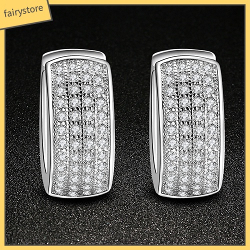 Bông Tai Tròn Đính Đá Zircon Lấp Lánh Dành Cho Nữ