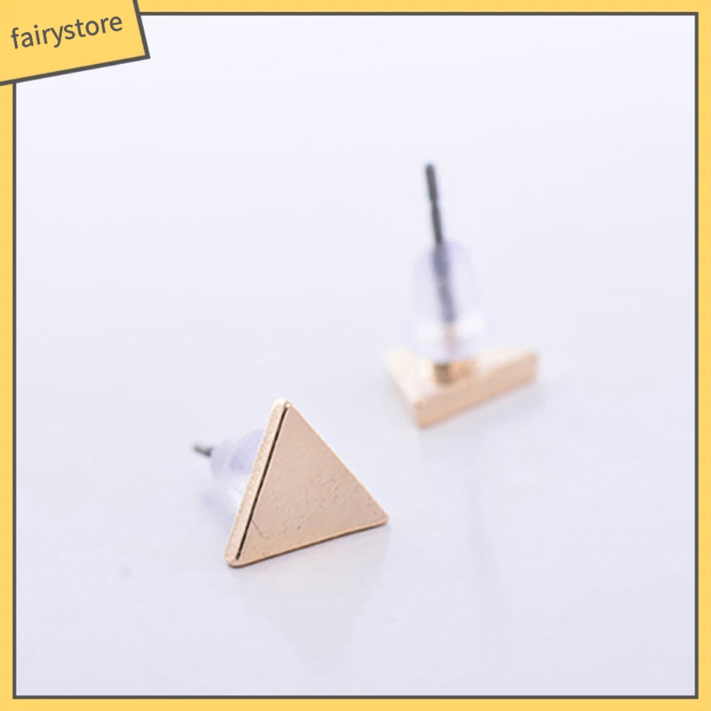 1 Đôi Bông Tai Hình Tam Giác Bằng Hợp Kim Phong Cách Punk Thời Trang