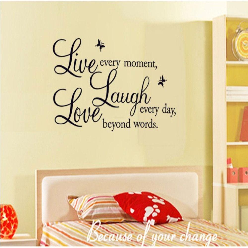 Miếng Dán Tường Trang Trí Tháo Được In Chữ Live Laugh Love