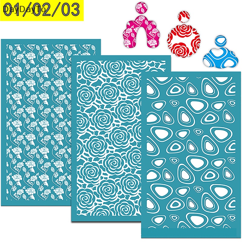 Daydayto Bộ Khuôn Vải Lụa Polymer Có Thể Tái Sử Dụng Dùng In Trang Sức / Làm Đồ Trang Sức DIY