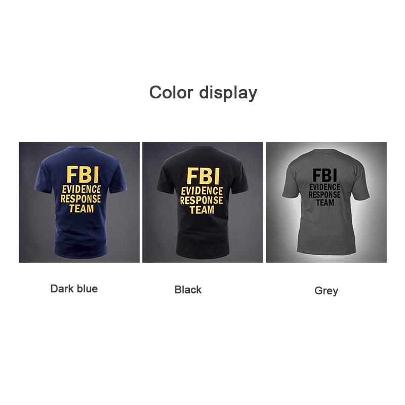 Áo Thun cotton Tay Ngắn Cổ Tròn Dáng Rộng In Hình Cảnh Sát FBI Phong Cách Mỹ Cho Nam