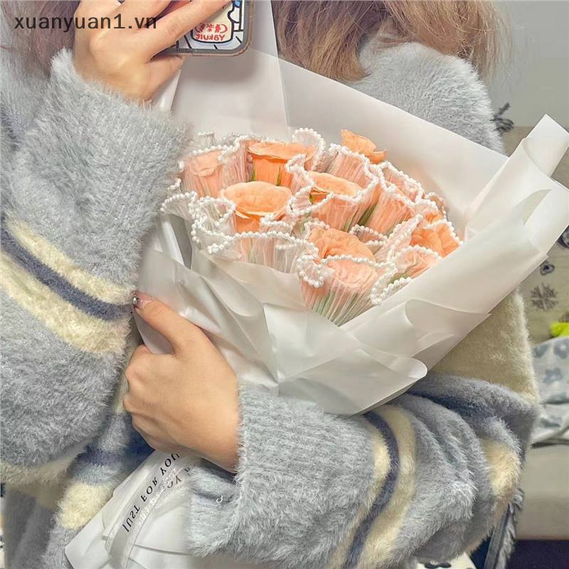 Cuộn Lưới Hoa Đính Ngọc Trai Dùng Trang Trí Bó Hoa DIY