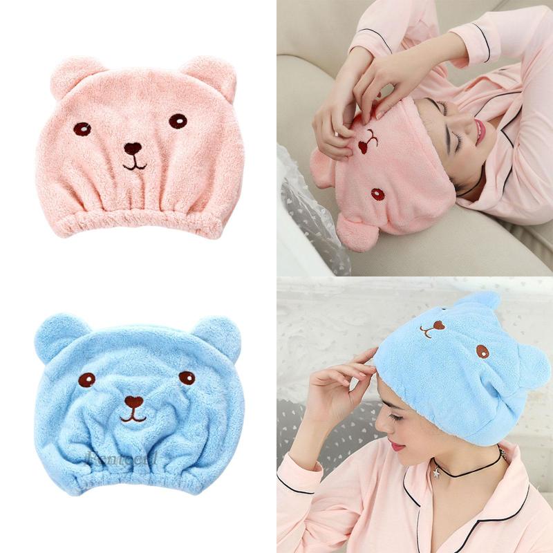 1 Mũ Tắm Trùm Đầu Làm Khô Tóc Dài Họa Tiết Hoạt Hình Dùng Khi Đi Du Lịch