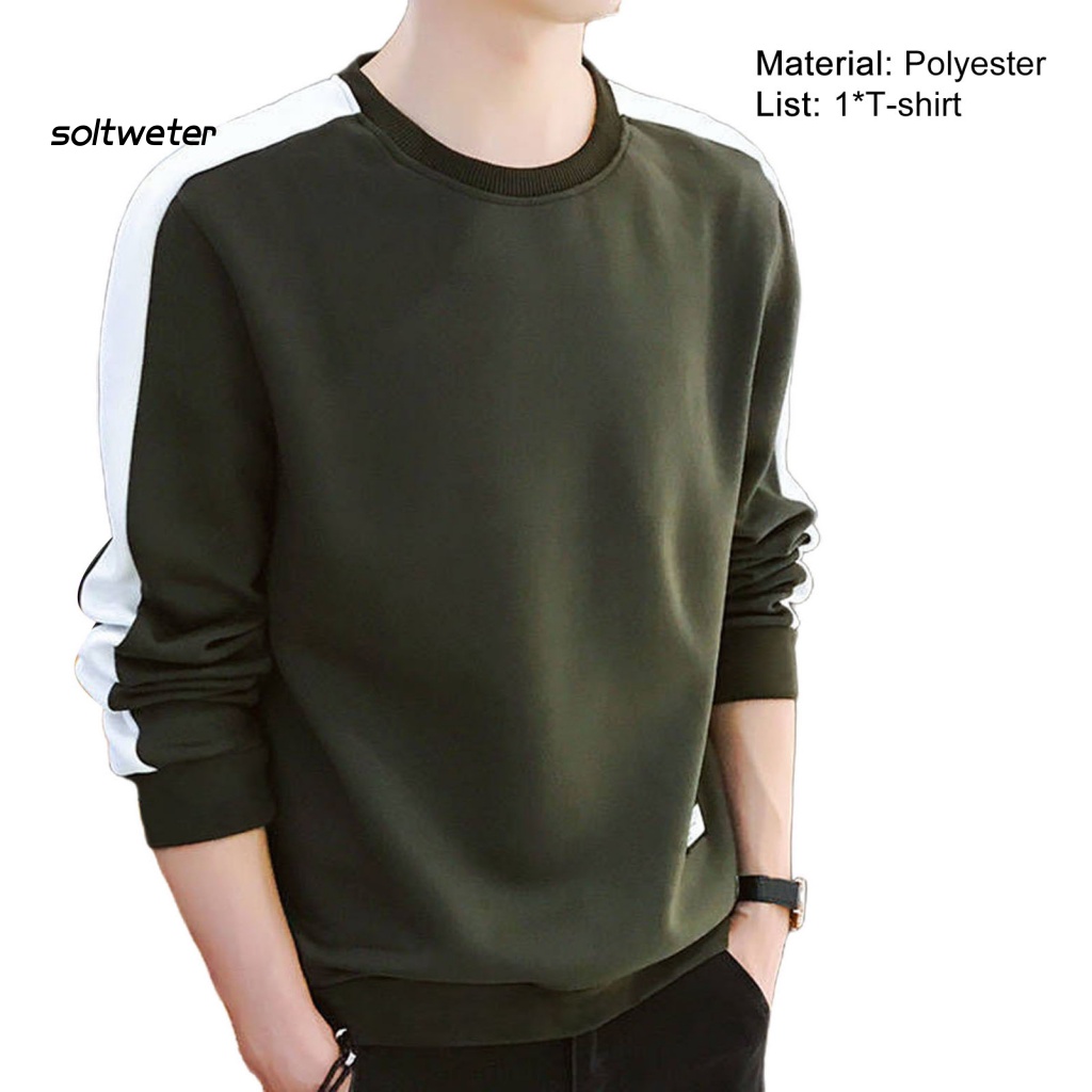 Áo Thun Cổ Tròn Màu Tương Phản Thời Trang Mùa Xuân Cho Nam