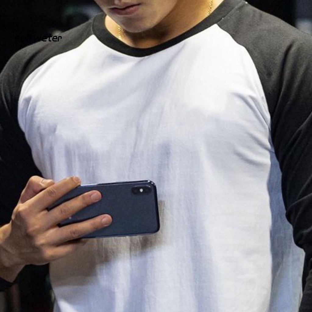 Áo Thun Cổ Tròn Thoáng Khí Mềm Mại Màu Tương Phản Thời Trang Mùa Xuân Cho Nam