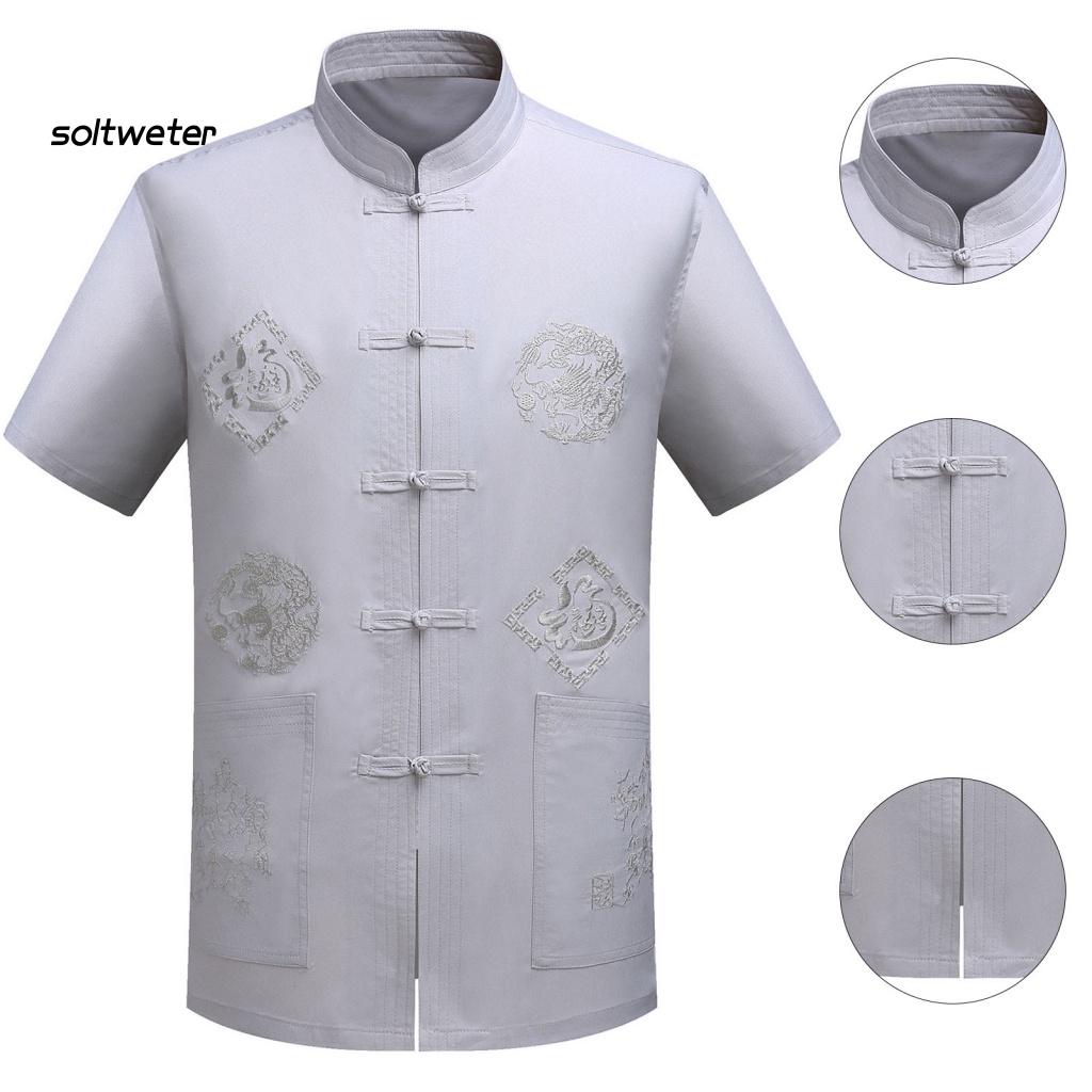 Áo Sơ Mi Nam Thêu Hình Rồng Phong Cách Vintage