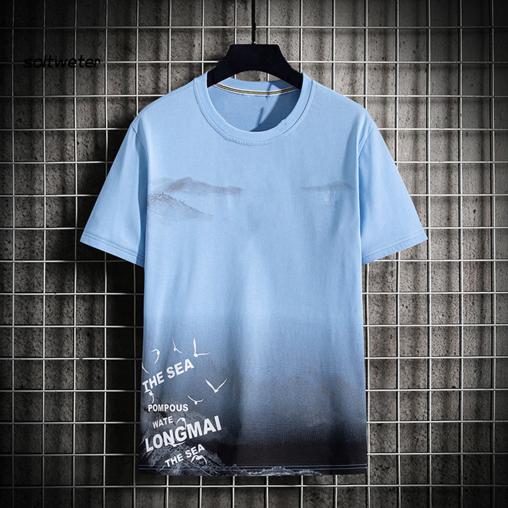 Áo Thun Tay Ngắn Cổ Tròn Dáng Rộng In Hình Cá Tính Trẻ Trung Cho Nam