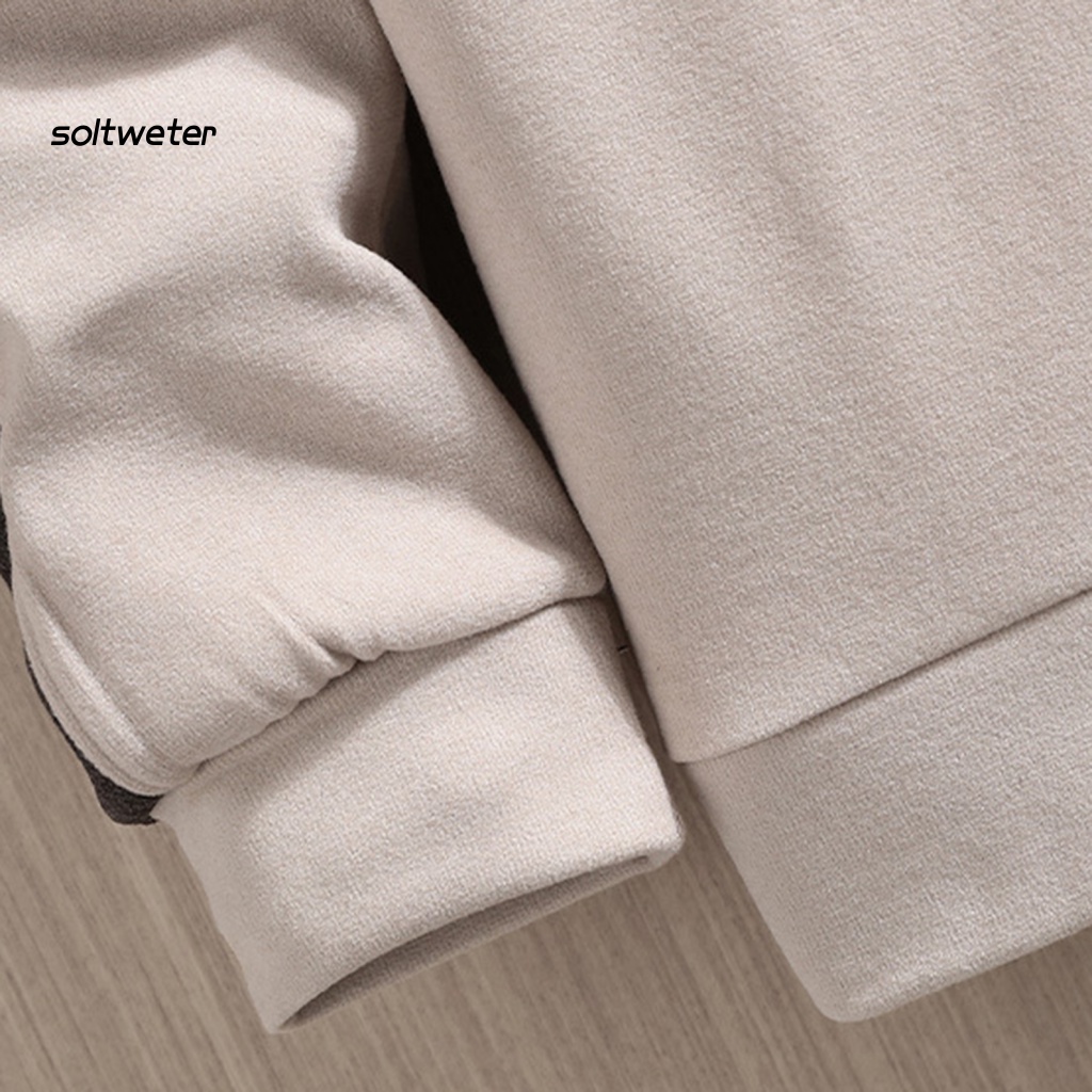 Áo Nỉ Mềm Mại Dày Dặn Cổ Tròn Thoáng Khí Chống Dầu Màu Tương Phản Dễ Phối Đồ Thời Trang Mùa Thu