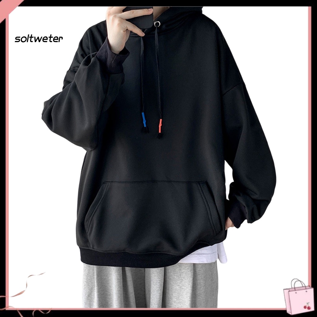 Áo Hoodie Tay Dài Oversize Mềm Mại Thoáng Khí Màu Trơn Phong Cách Hip Hop Thời Trang Mùa Thu Cho Nam