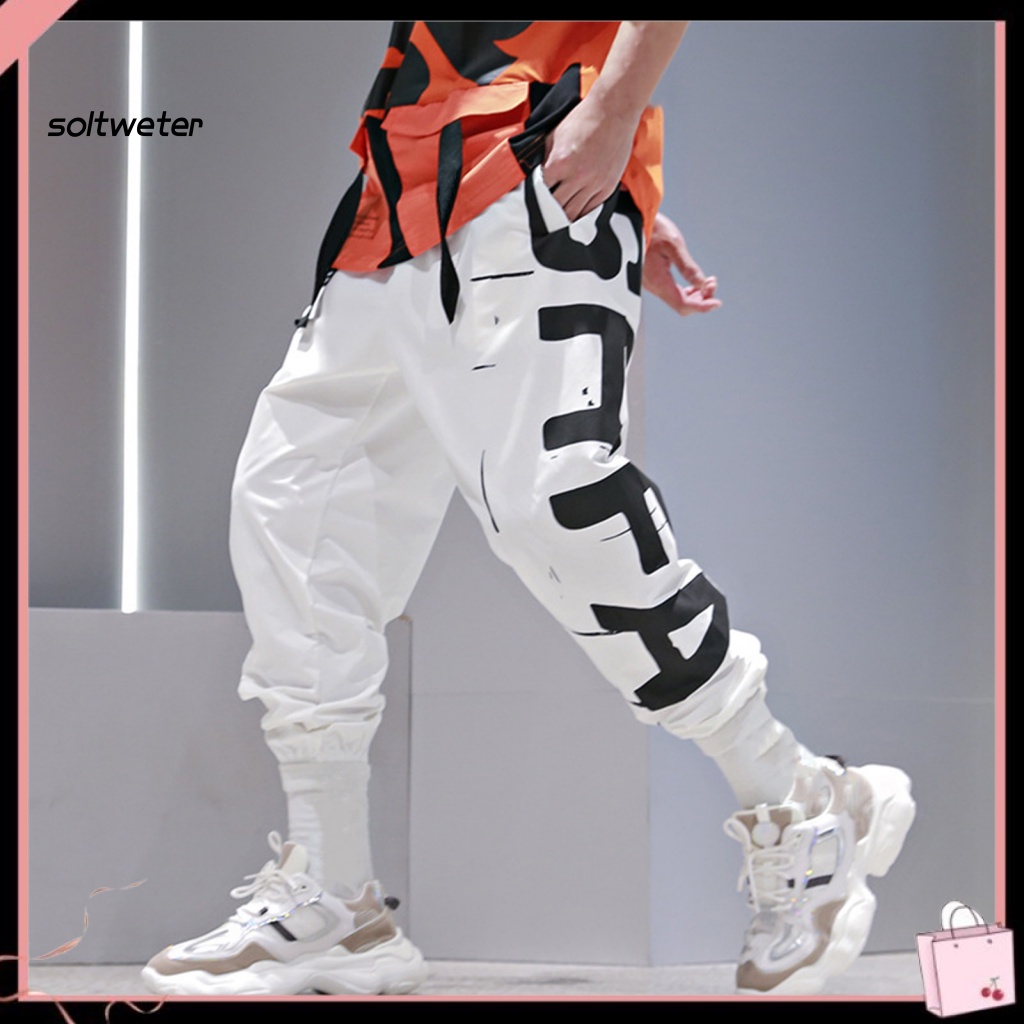 Quần chạy bộ Lưng Thun Rút Dây Dáng Suông In Chữ Phong Cách Đường Phố Mùa Hè Cho Nam