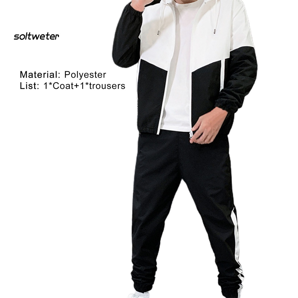 Set Đồ Thể Thao Gồm Áo Cardigan Có Nón Và Quần Dây Rút Màu Tương Phản Trang Phục Hàng Ngày