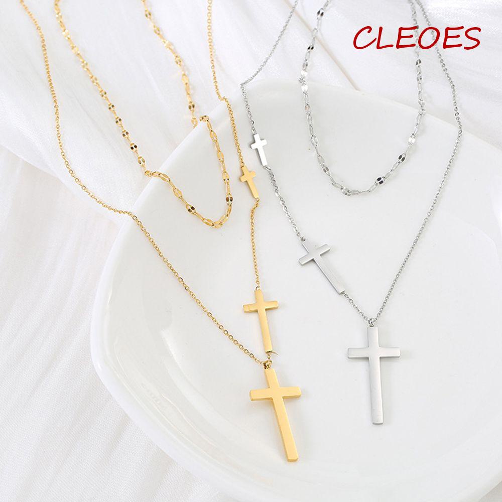 Vòng cổ Thép Titan Mặt Thánh Giá Phong Cách Đường Phố Đơn Giản Cho Nữ